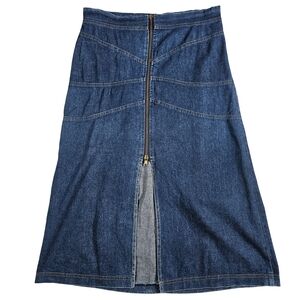 Maria Gabrielle Denim Mid Length Skirt, Dark Wash, Large